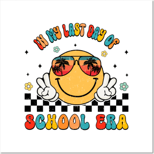 In My Last Day Of School Era Groovy Retro Smile Face Summer Posters and Art